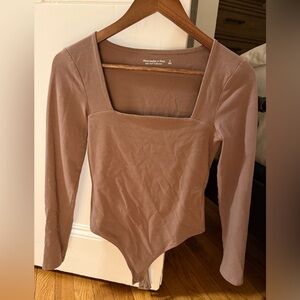 Abercrombie & Fitch Women's Tan Long Sleeve Bodysuit
